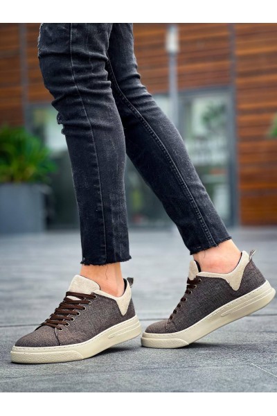KB-X204 Kuback Taba Bej Keten Bej Yüksek Taban Günlük Erkek Spor Ayakkabı