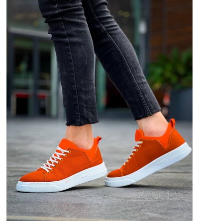 KB-X204 Kuback Turuncu Keten Beyaz Yüksek Taban Günlük Erkek Spor Ayakkabı