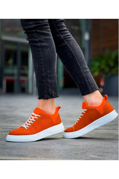 KB-X204 Kuback Turuncu Keten Beyaz Yüksek Taban Günlük Erkek Spor Ayakkabı