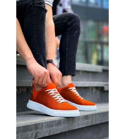 KB-X204 Kuback Turuncu Keten Beyaz Yüksek Taban Günlük Erkek Spor Ayakkabı