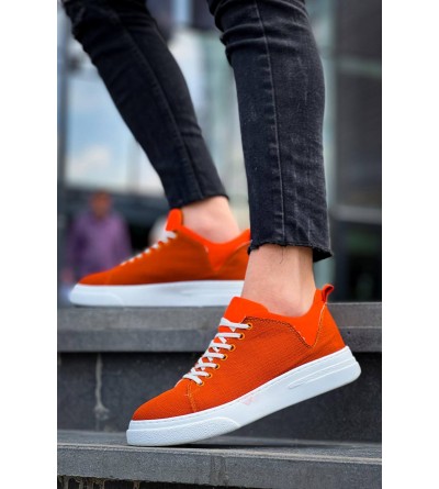 KB-X204 Kuback Turuncu Keten Beyaz Yüksek Taban Günlük Erkek Spor Ayakkabı
