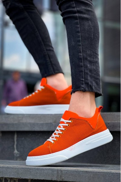 KB-X204 Kuback Turuncu Keten Beyaz Yüksek Taban Günlük Erkek Spor Ayakkabı