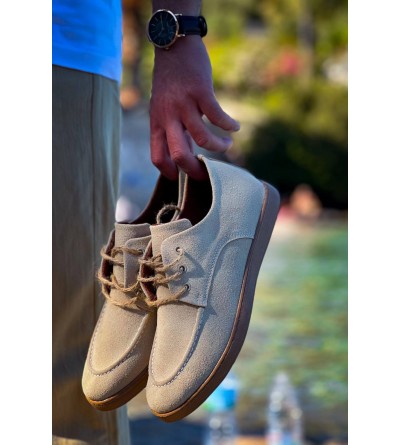 KB-X5 Kuback Bej  Süet Bağcıklı  Günlük Erkek Ayakkabı