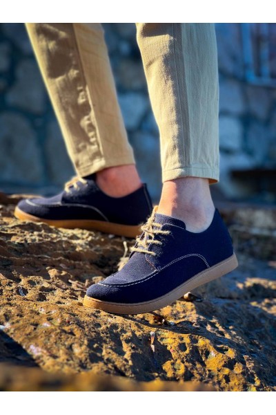 KB-X5 Kuback Lacivert  Süet Bağcıklı  Günlük Erkek Ayakkabı