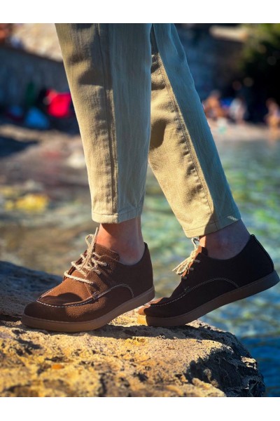 KB-X5 Kuback Kahve Süet Bağcıklı  Günlük Erkek Ayakkabı