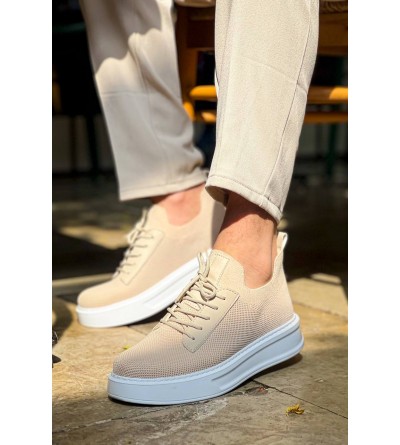 KB-116 Kuback Bej Bağcıklı Triko Günlük Erkek Ayakkabı