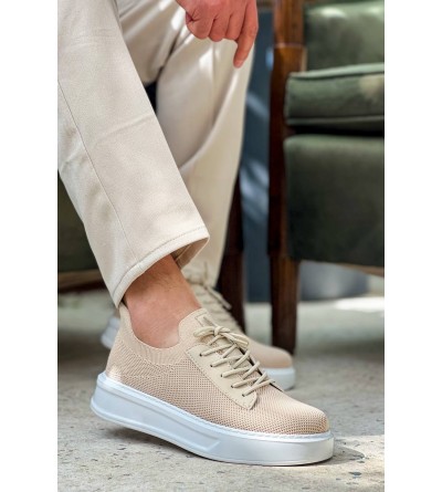 KB-116 Kuback Bej Bağcıklı Triko Günlük Erkek Ayakkabı