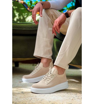 KB-116 Kuback Bej Bağcıklı Triko Günlük Erkek Ayakkabı