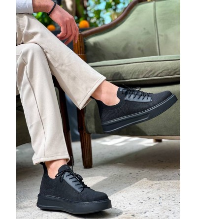 KB-116 Kuback Siyah Siyah Taban Bağcıklı Triko Günlük Erkek Ayakkabı