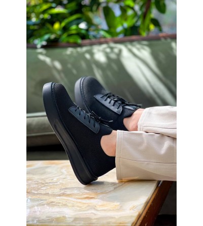 KB-116 Kuback Siyah Siyah Taban Bağcıklı Triko Günlük Erkek Ayakkabı