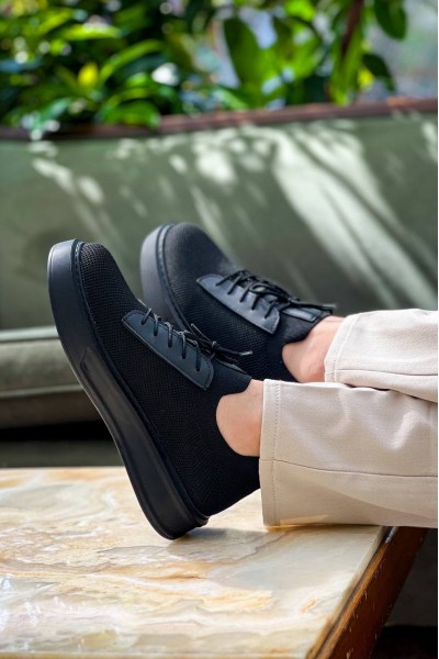 KB-116 Kuback Siyah Siyah Taban Bağcıklı Triko Günlük Erkek Ayakkabı