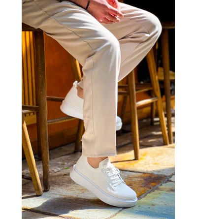 KB-116 Kuback Beyaz Bağcıklı Triko Günlük Erkek Ayakkabı