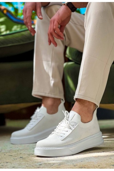 KB-116 Kuback Beyaz Bağcıklı Triko Günlük Erkek Ayakkabı