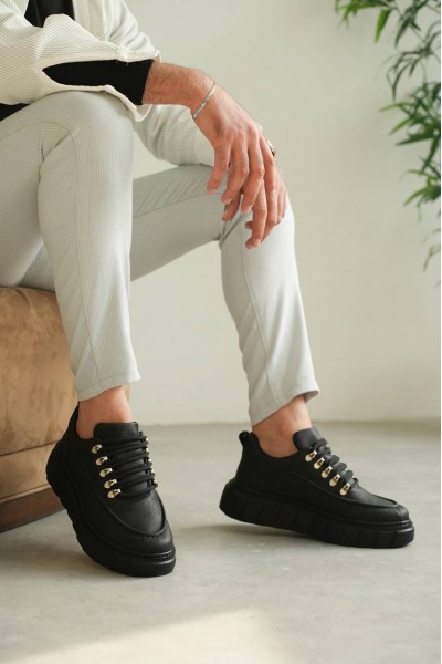 KB-X10 Kuback Kömür Cilt Yüksek Taban Günlük Spor Ayakkabı