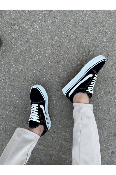 KB-V1 Kuback Siyah Beyaz Detaylı Günlük Erkek Ayakkabı