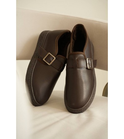 KB-KX1 Kuback Kahve Cilt Kürklü Günlük Erkek Ayakkabı