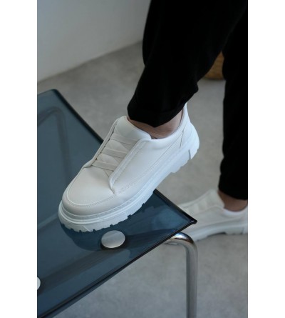 KB-703 Kuback Beyaz Cilt Lastikli Günlük Erkek Ayakkabı