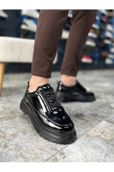 KB-703 Kuback Kömür Rugan Lastikli Günlük Erkek Ayakkabı