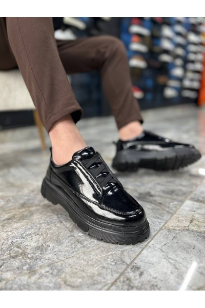 KB-703 Kuback Kömür Rugan Lastikli Günlük Erkek Ayakkabı