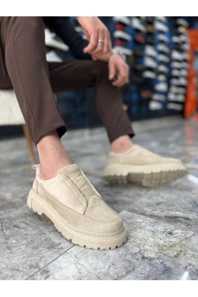 KB-703 Kuback Bej Süet Lastikli Günlük Erkek Ayakkabı
