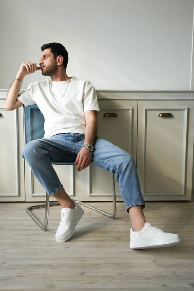 KB-N2 Kuback Beyaz Cilt Günlük Erkek Ayakkabı