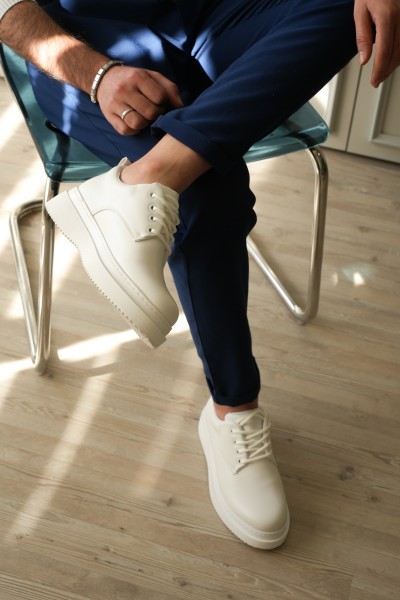 KB-X16 Kuback Beyaz Cilt Günlük Erkek Ayakkabı