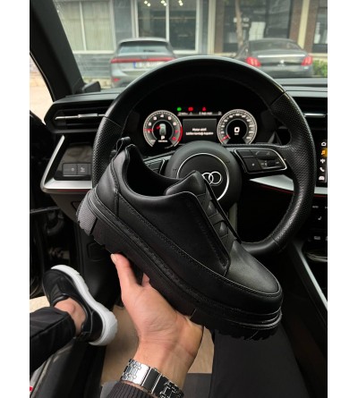 KB-703 Kuback Kömür Cilt Lastikli Günlük Erkek Ayakkabı