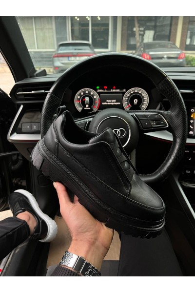 KB-703 Kuback Kömür Cilt Lastikli Günlük Erkek Ayakkabı