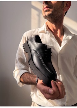 KB-KX6 Kuback Kömür Cilt Bağcıklı Günlük Unisex Ayakkabı