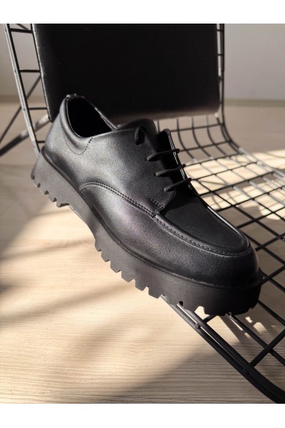 KB-KX6 Kuback Kömür Cilt Bağcıklı Günlük Unisex Ayakkabı