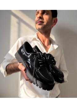 KB-KX6 Kuback Kömür Rugan Bağcıklı Günlük Unisex Ayakkabı