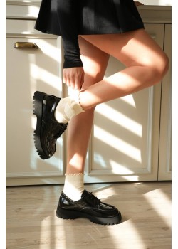 KB-KX6 Kuback Kömür Rugan Bağcıklı Günlük Unisex Ayakkabı