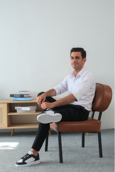 KB-N16 Kuback Beyaz Siyah Cilt Beyaz Taban Bağcıklı Günlük Erkek Ayakkabı