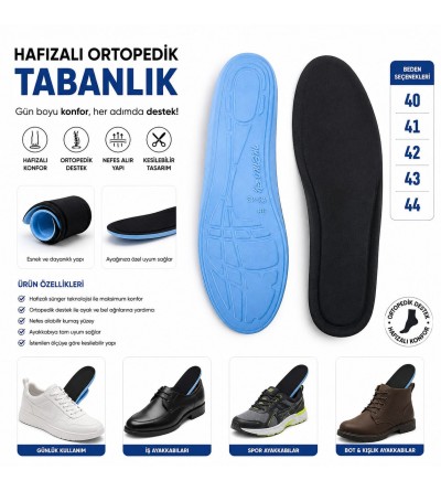 KB-TBN Kuback Full Ortopedik Hafızalı Tabanlık Siyah