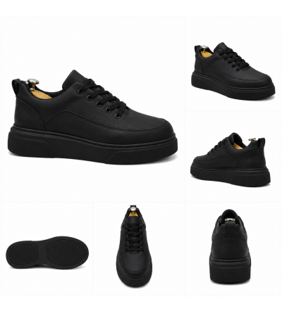 KB-X12 Kuback Siyah Cilt Siyah Taban Günlük Erkek Ayakkabı