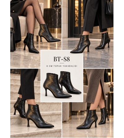 BayTuluk BT-S8 Siyah Yanki Sivri Burun 8 cm Yüksek Topuklu Stiletto Kadın Bot BayTuluk BT-S8 Siyah Yanki Sivri Burun 8 cm Yüksek Topuklu Stiletto Kadın Bot