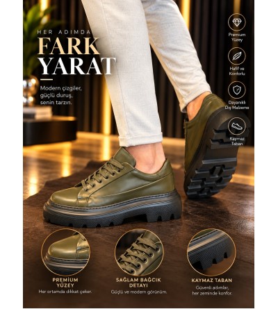 BayTuluk BT-X24 Haki Vegan Deri Siyah Yüksek Taban Erkek Günlük Spor Ayakkabı BayTuluk BT-X24 Haki Vegan Deri Siyah Yüksek Taban Erkek Günlük Spor Ayakkabı