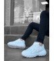 BA0592 Tarz Sneakers Ithal Beyaz Fileli Rahat Taban Spor Ayakkabısı