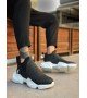 BA0401 Bağcıksız Rahat Yüksek Taban Siyah Erkek Spor Yarım Bilek Bot