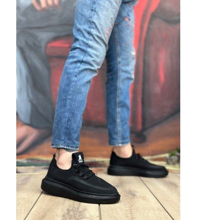 BA0375 Özel Örme Triko Tarz Siyah Renk Siyah Taban Spor Ayakkabı BA0375 Özel Örme Triko Tarz Siyah Renk Siyah Taban Spor Ayakkabı