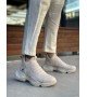 BA0401 Bağcıksız Rahat Yüksek Taban Krem Erkek Spor Yarım Bilek Bot