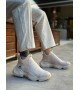 BA0401 Bağcıksız Rahat Yüksek Taban Krem Erkek Spor Yarım Bilek Bot