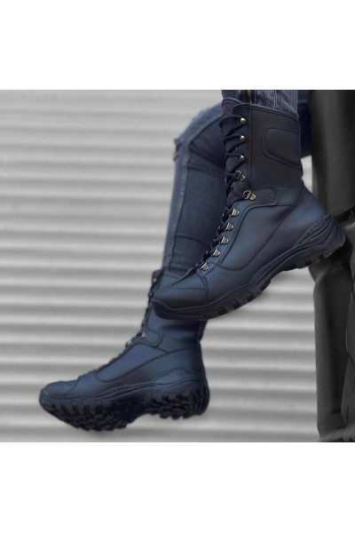 BA0605 Bağcıklı Siyah Cilt Askeri Postal Bot BA0605 Bağcıklı Siyah Cilt Askeri Postal Bot