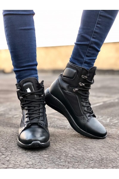 BA0600 Bağcıklı Siyah,ST Boksör Unisex Spor Postal Bot