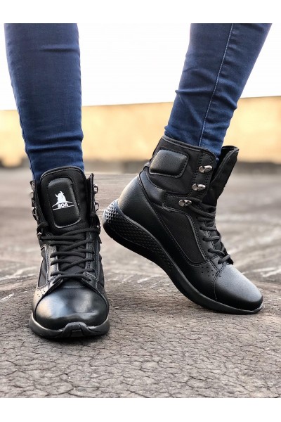 BA0600 Bağcıklı Siyah,ST Boksör Unisex Spor Postal Bot