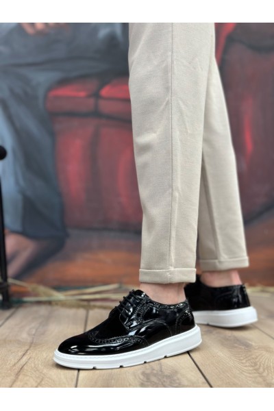 BA0003 Bağcıklı Klasik Siyah Beyaz Taban Rugan Yüksek Taban Casual Erkek Ayakkabı BA0003 Bağcıklı Klasik Siyah Beyaz Taban Rugan Yüksek Taban Casual Erkek Ayakkabı