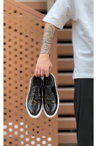 BA0003 Bağcıklı Klasik Siyah Rugan Yüksek Taban Casual Erkek Ayakkabı BA0003 Bağcıklı Klasik Siyah Rugan Yüksek Taban Casual Erkek Ayakkabı