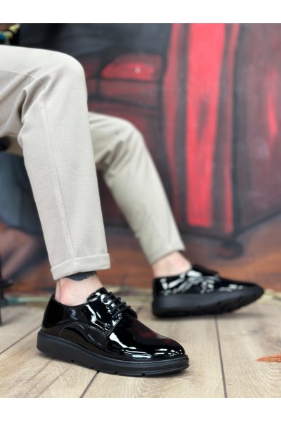 BA0003 Bağcıklı Klasik Siyah Siyah Taban Rugan Yüksek Taban Casual Erkek Ayakkabı BA0003 Bağcıklı Klasik Siyah Siyah Taban Rugan Yüksek Taban Casual Erkek Ayakkabı