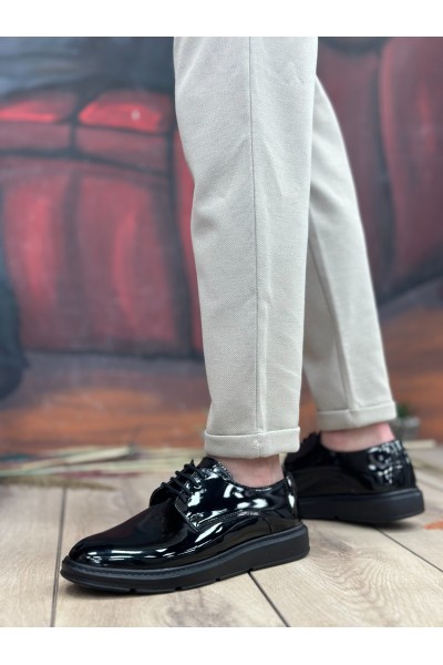 BA0003 Bağcıklı Klasik Siyah Siyah Taban Rugan Yüksek Taban Casual Erkek Ayakkabı BA0003 Bağcıklı Klasik Siyah Siyah Taban Rugan Yüksek Taban Casual Erkek Ayakkabı