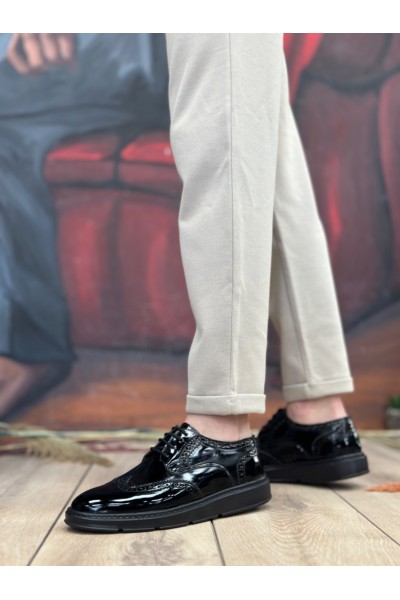 BA0003 Bağcıklı Klasik Siyah Taban Rugan Yüksek Taban Casual Erkek Ayakkabı BA0003 Bağcıklı Klasik Siyah Taban Rugan Yüksek Taban Casual Erkek Ayakkabı